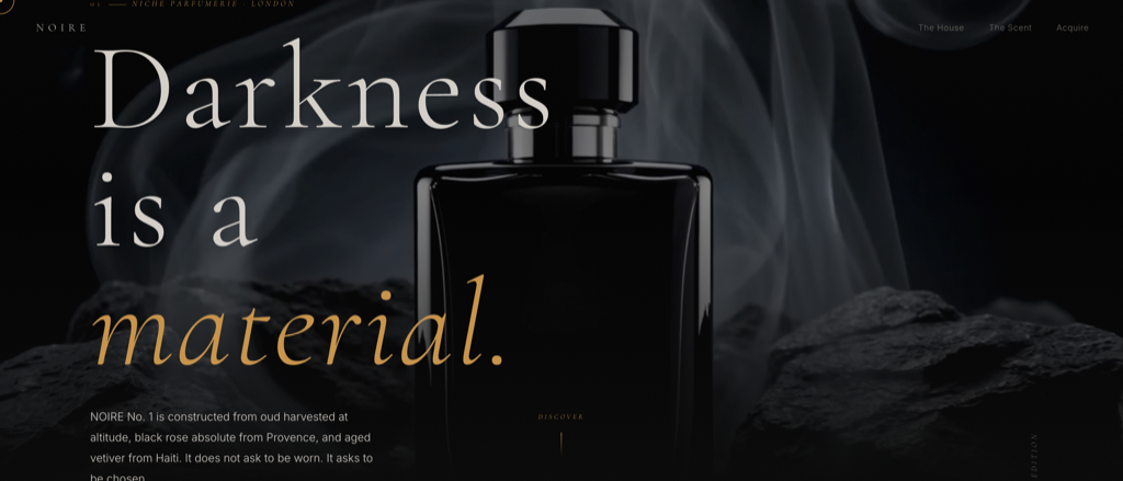 NOIRE luxury perfume demo website by Summit Website Development