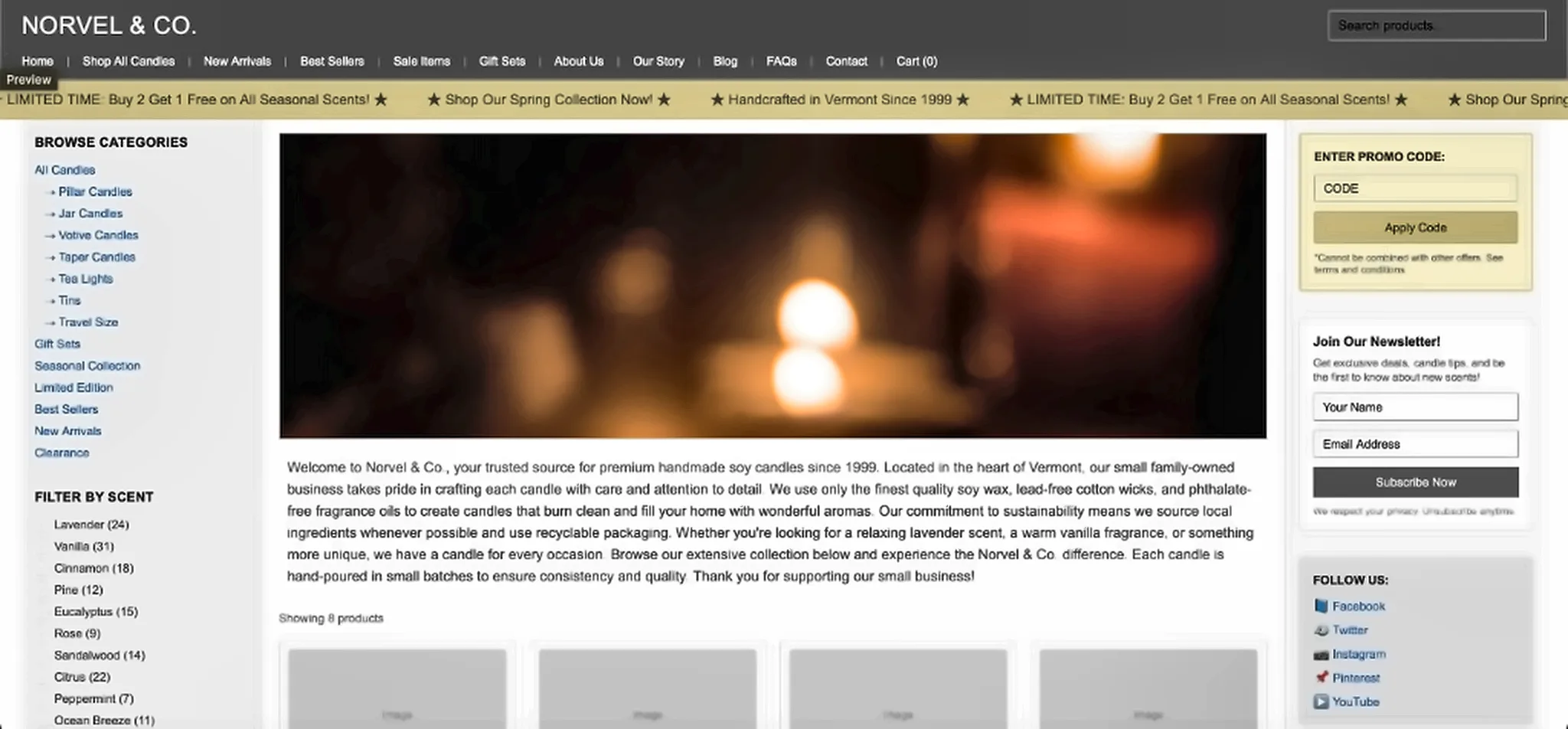 Outdated small business website layout before redesign by Summit Website Development