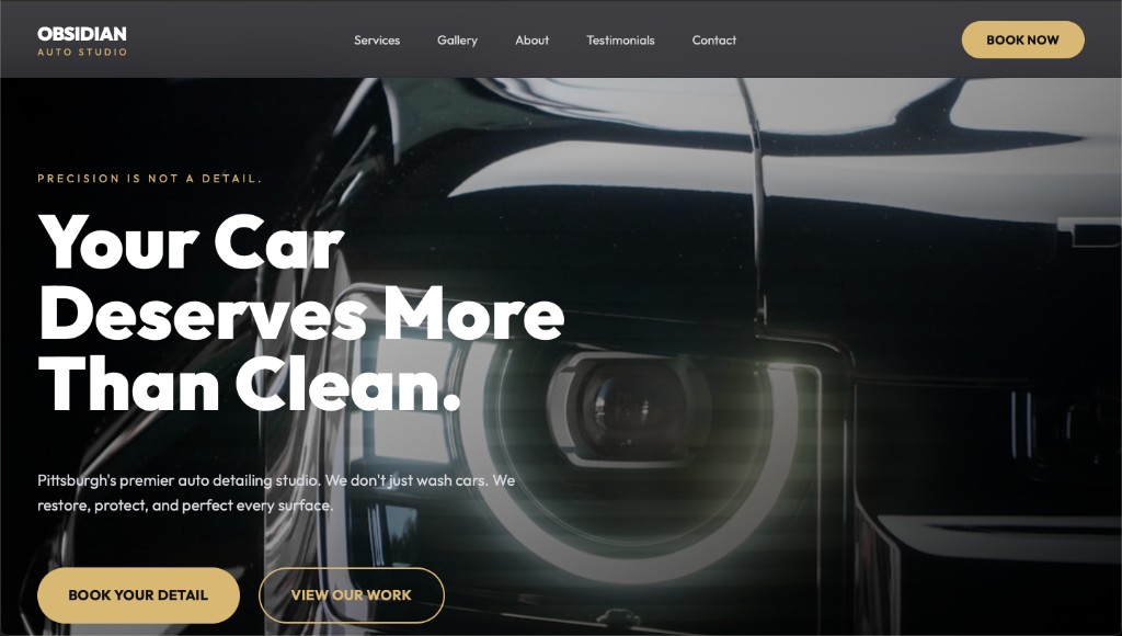 Auto detailing website design with booking integration by Summit Website Development