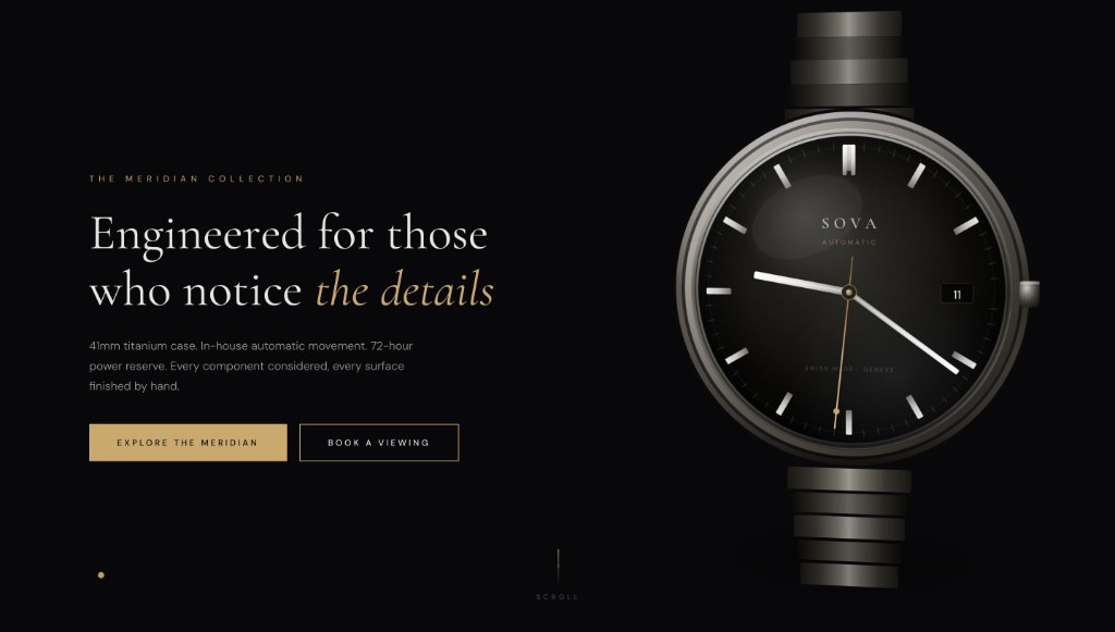 Luxury watch brand website design by Summit Website Development Pittsburgh